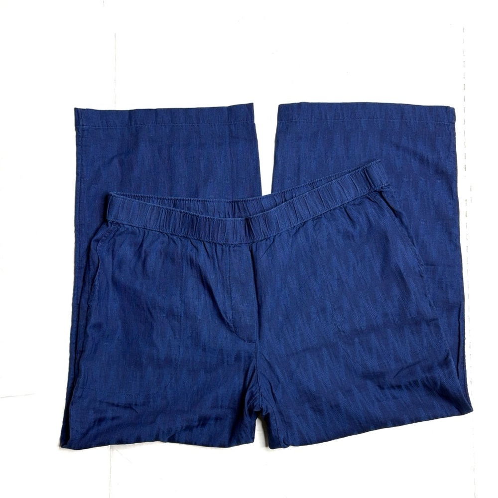 NWT J. Jill Pure Jill Indigo Odishawash Ikat Wide Leg Cotton Pants